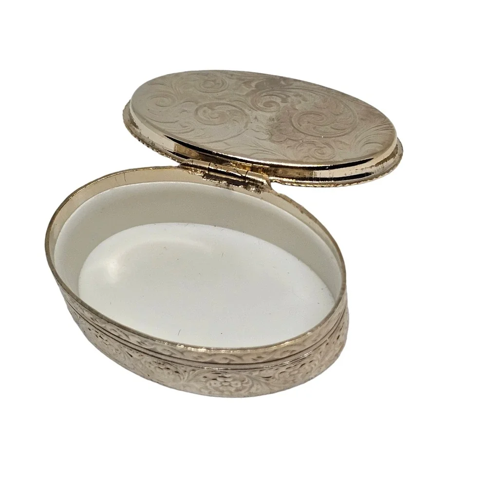 Vintage Flower Micro Mosaic Trinket‎ Box Pill Box Blue Floral